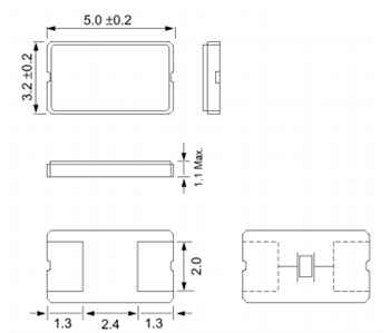Mechanical Drawing - ECS ECX-53/53Q SMD Crystals